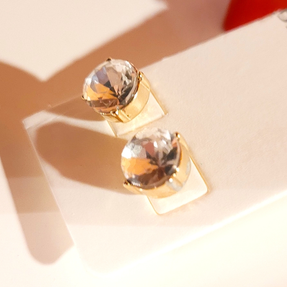 Banana Republic Large Gold Diamond Earrings, Gaudy, Bling, Gold